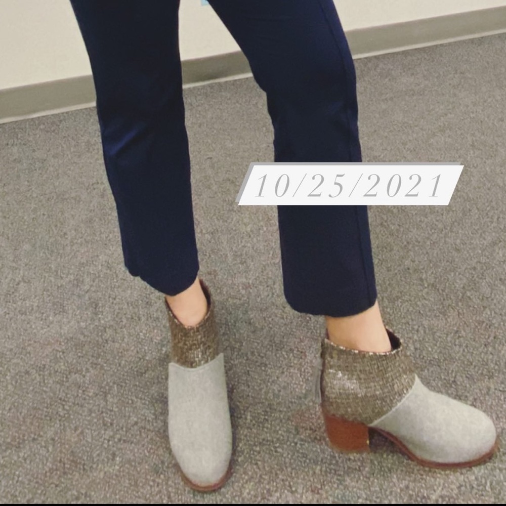 TOMS Lelia Grey Felt Shine Ankle Booties - Picture 2 of 11